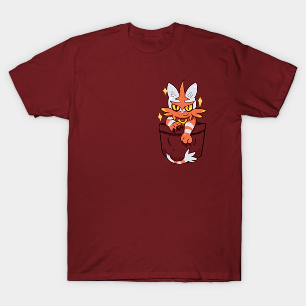 Pocket Shiny Flame Cat T-Shirt by TechraPockets